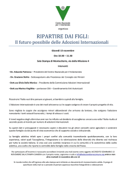 RIPARTIRE DAI FIGLI: - Commissione per le Adozioni Internazionali