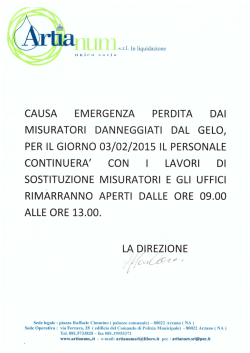 CAUSA EMERGENZA PERDITA DAI MISURATORI