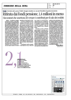 Ritirata dai fondi pensione, 1,4 milioni in meno