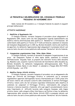 Le principali deliberazioni del CF del 28/11/2014
