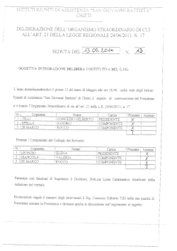 Delibera n. 13/2014 - Istituti Riuniti di Assistenza San Giovanni Battista