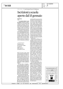 Iscrizioni a scuola aperte dal 15 gennaio
