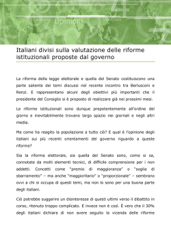 Italiani divisi sulla valutazione delle riforme istituzionali proposte dal
