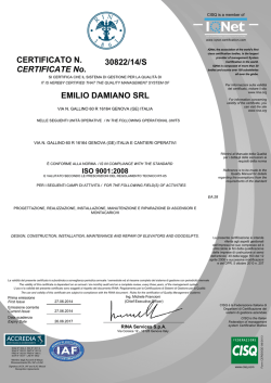 ISO 9001:2008 - Emilio Damiano srl