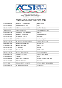 calendario cicloturistico 2014 - CS Universitario - Parma