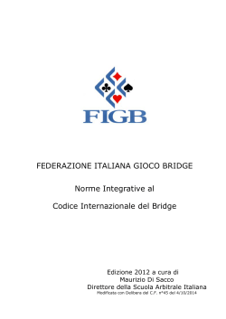 FEDERAZIONE ITALIANA GIOCO BRIDGE Norme Integrative al