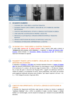 in questo numero 30 giugno 2014: i passi verso la giustizia