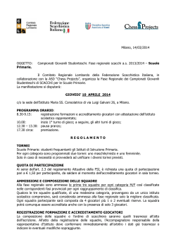 Milano, 14/03/2014 OGGETTO: Campionati Giovanili Studenteschi