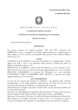 T.A.R. Lombardia, Milano, sez. II, 11 giugno 2014, n. 1534