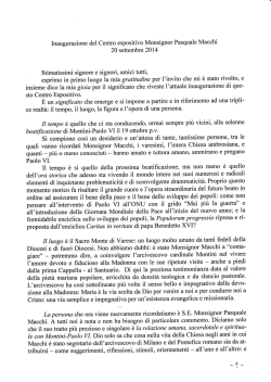 Discorso di inaugurazione del Cardinale Dionigi Tettamanzi