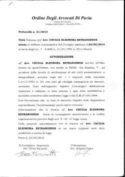 Avv. Cecilia Estrangeros n. 21/2014