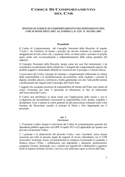 CODICE DI COMPORTAMENTO DEL CNR