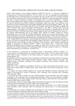 BREVE SINTESI DEL CURRICULUM VITAE DEL PROF. ALDO
