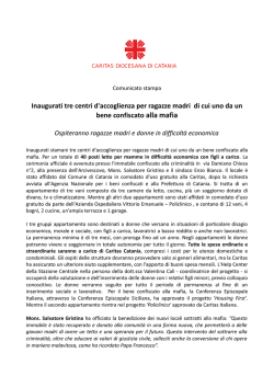 Inaugurati tre centri di accoglienza per ragazze madri da cui uno da