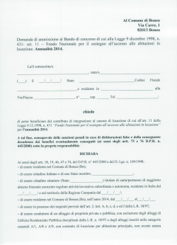 Domanda di ammissione al Bando di concorso di cui alla
