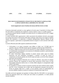 documento unitario delle organizzazioni olivicole