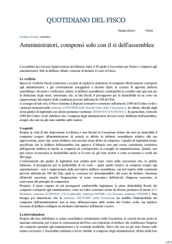 Il Quotidiano del Fisco_COMPENSO AMMINISTRATORI