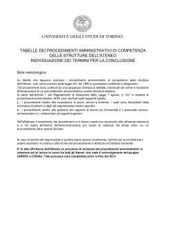 Tabella dei procedimenti - Università degli Studi di Torino
