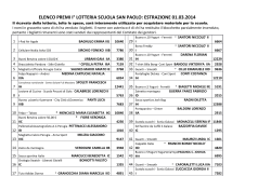 elenco premi i° lotteria scuola san paolo: estrazione 01.03.2014