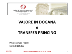 DOGANE e TRANSFER PRINCING - Associazione degli Industriali