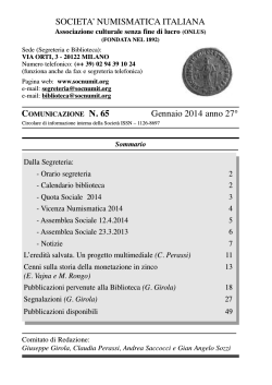 Comunicazione 65 Gennaio 2014 - Società Numismatica Italiana