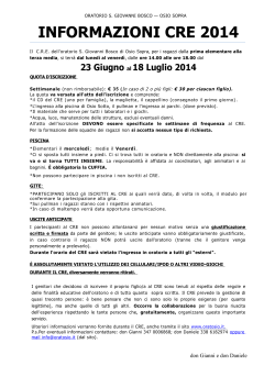 informazioni cre 2014 - Oratorio San Giovanni Bosco di Osio Sopra