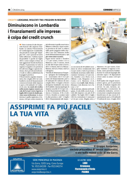 Diminuiscono in Lombardia i finanziamenti alle imprese