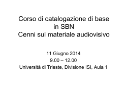 Corso catalogazione SBN-SOL giugno 2014: Audiovisivi
