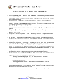 regolamento per la partecipazione al palio di san floriano 2014