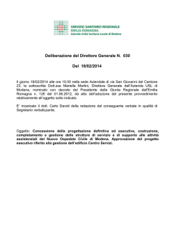 Deliberazione del Direttore Generale N. 030 Del 18/02/2014