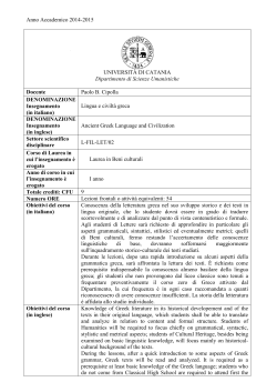 Anno Accademico 2014-2015 UNIVERSITÀ DI