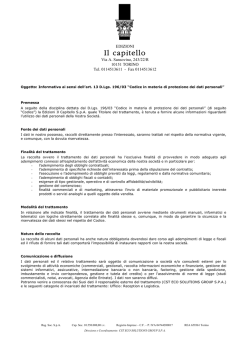 Informativa clienti – Edizioni Il Capitello