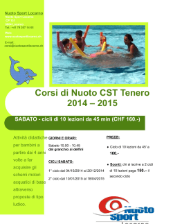 Corsi di Nuoto CST Tenero 2014 – 2015