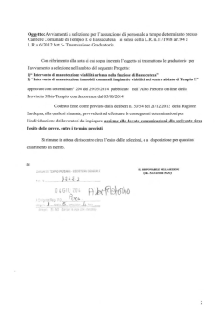 Graduatorie cantieri 2014 - Comune di Tempio Pausania