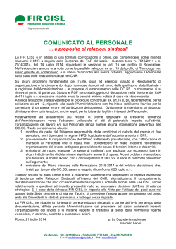 CNR_Comunicato_al_Personale_2014_07_21 - FIR-Cisl