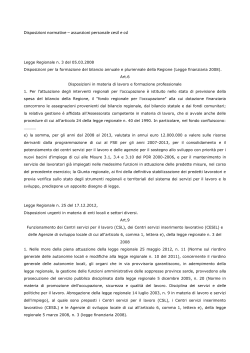 Disposizioni normative – assunzioni personale cesil e csl