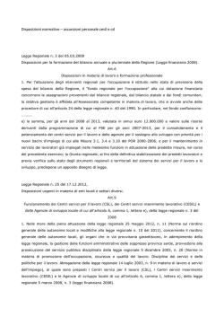 Disposizioni normative &ndash; assunzioni personale cesil e csl