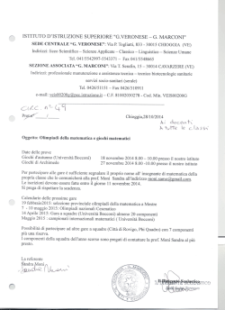 SEDE CENTRALE “G. VERONESE”: Via P. Togliatti, 833