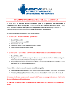 INFORMAZIONI GENERALI RELATIVE AGLI ESAMI NSCA