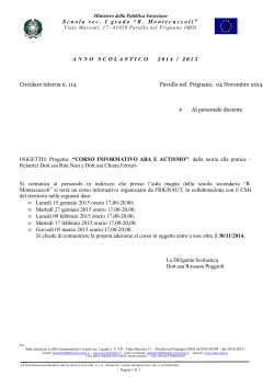 circ. n. 114 - Progetto -Corso informativo ABA E AUTISMO