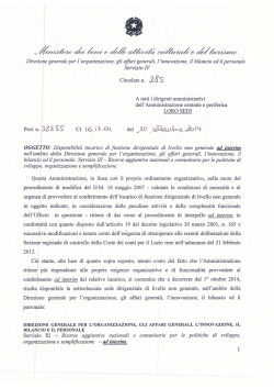 Circolare 285 - Ministero per i Beni e le Attività Culturali