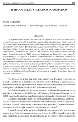 IL RUOLO DELLO STATISTICO-INFORMATICO
