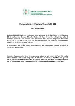 Deliberazione del Direttore Generale N. 059 Del 29/04/2014