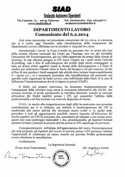 dipartimento regionale lavoro - comunicato del 6.2.2014.