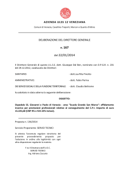 Deliberazione n. 167 del 22/01/2014, ad oggetto