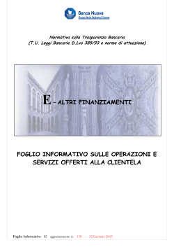 E– ALTRI FINANZIAMENTI FOGLIO INFORMATIVO