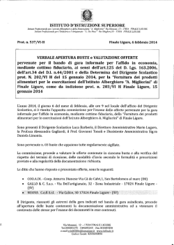 Verbale apertura buste e valutazione offerte Gara beni alimentari