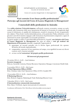 I mercoled&igrave; delle professioni in Azienda