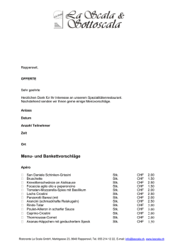 Menu- und Bankettvorschläge - Restaurant La Scala, Rapperswil