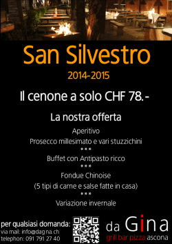 Il cenone a solo CHF 78.-